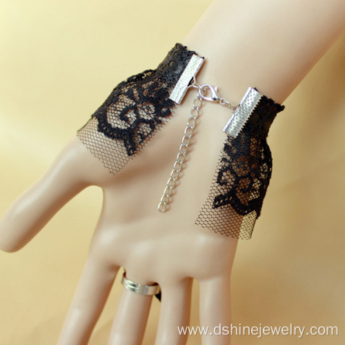 Imitation Leather Butterfly Crochet Lace Bracelet With Ring